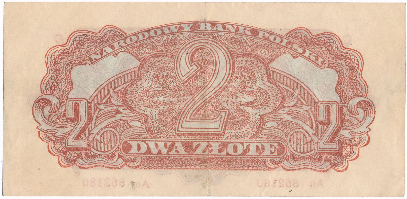Banknot. 2 złote 1944 seria An OBOWIĄZKOWYM